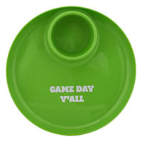 Green Game Day Y'all Plate with Cup Holder, 10"