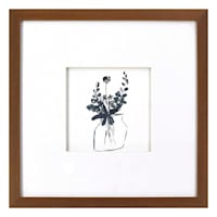 Honeybloom Glass Framed Floral Print Wall Art, 13"
