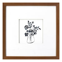 Honeybloom Glass Framed Floral Print Wall Art, 13"