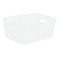 Bright White Rectangle Crossover Weave Storage Basket, Small