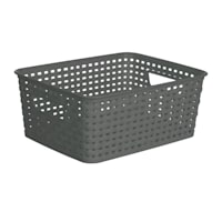 Grey Square Crossover Weave Storage Basket, Small