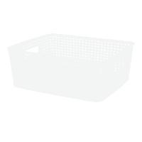 Bright White Rectangle Crossover Weave Storage Basket, Medium