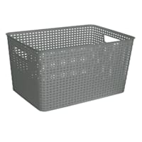 Grey Rectangle Crossover Weave Storage Basket, Extra Large