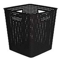 Square Crossover Weave Storage Basket, Black Onyx