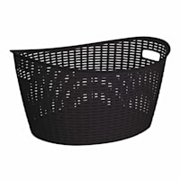 Black Onyx Oval Crossover Weave Rattan Pattern Storage Basket, 28l