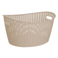 Dark Beige Oval Crossover Weave Rattan Pattern Storage Basket, 28l