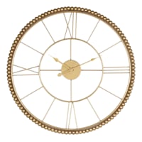 Providence Gold Beaded Metal Round Wall Clock, 24"
