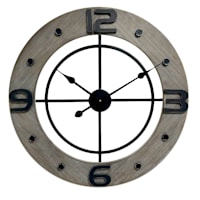 Ty Pennington Grey Arabic Wooden Round Wall Clock, 24"