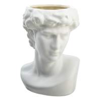 White Ceramic Face Vase, 9"