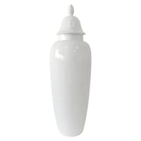 White Covered Jar, 30"