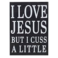 I Love Jesus But I Cuss A Little Art Box, 5x4