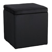 Hannah Square Storage Ottoman, Black