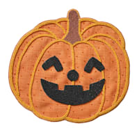 Homespun Halloween Semi-Beaded Jack-o'-Lantern Pumpkin Placemat, 15x14