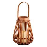Brown LED Rattan Lantern, 7x9