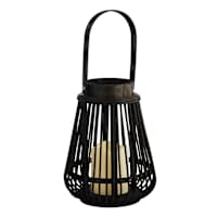 Black LED Rattan Lantern, 7x9