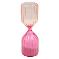 Oh Joy! Pink Vertical Striped 15-Minute Sand Hourglass, 2x6