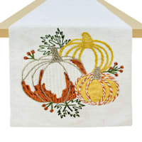 Homespun Harvest Pumpkin Embroidered Table Runner, 72x13