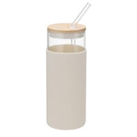 White Silicone Sleeve Tumbler with Straw, 20oz
