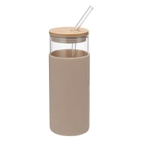 Tan Silicone Sleeve Tumbler with Straw, 20oz