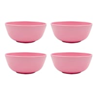 Set of 4 Solid Pink Melamine Bowls, 6"