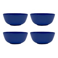 Set of 4 Solid Blue Melamine Bowls, 6"