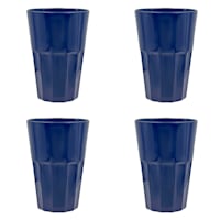 Set of 4 Solid Blue Melamine Tumblers, 13oz