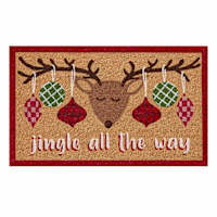 Homespun Holiday Jingle All The Way Reindeer Coir Mat, 18x30