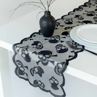 Midnight Shadows Skull Lace Table Runner, 72x13