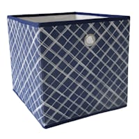 Navy Crossover Square Foldable Fabric Storage Bin