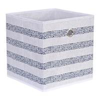 Grey Stripe Square Foldable Fabric Square Bin