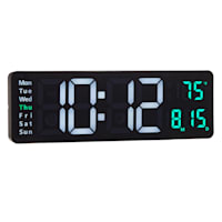 Black LED Digital Wall Clock, 17x5