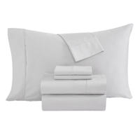 Providence 6-Piece Light Grey 100% Egyptian Cotton Sateen Sheet Set, Queen