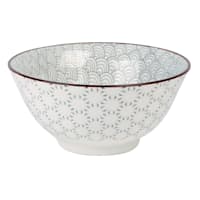 White & Grey Geo Floral Print Bowl, 21oz