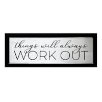 Glass Framed Foiled Things Will Always Work Out Print Wall Sign, 18x6