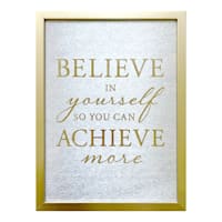 Glass Framed Foiled Believe & Achieve Print Wall Sign, 12x16