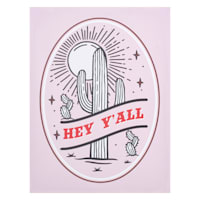 Hey Y'all Cactus Canvas Print Wall Art, 12x16