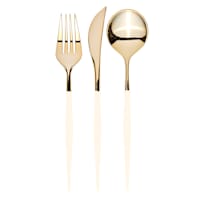 24-Count Cream & Gold Autumn Foliage Cutlery