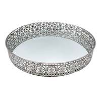 Found & Fable Silver Mirrored Metal Tray, 14"