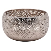 Found & Fable Silver Punched Metal Decorative Bowl, 7"