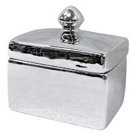 Silver Rectangle Ceramic Box, 4.5"