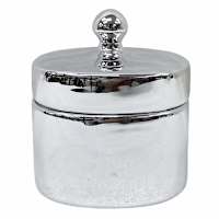 Found & Fable Silver Oval Ceramic Box, 4x3