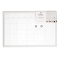 White Wooden Frame Magnetic Monthly Dry Erase Board with To Do Notes, 20x30