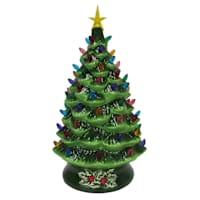 Classic Christmas Green Ceramic LED Tree, 23"