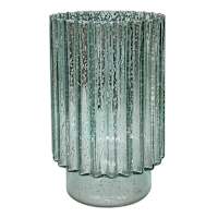 Found & Fable Green Ribbed Glass Vase, 7"
