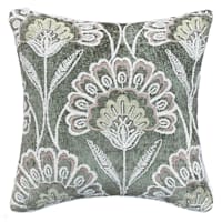 Green Floral Chenille Embroidered Throw Pillow, 18"