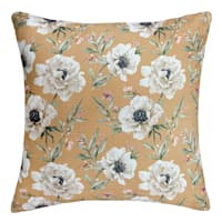 Gold Peony Printed Throw Pillow, 18"