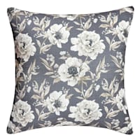Charcoal Peony Printed Throw Pillow, 18"