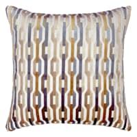 Grey & Gold Geo Link Cut Velvet Throw Pillow, 18"