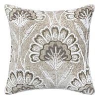 Natural Floral Chenille Embroidered Throw Pillow, 18"
