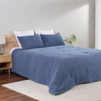 Honeybloom 3-Piece Blue Cozy Knit Comforter Set, King